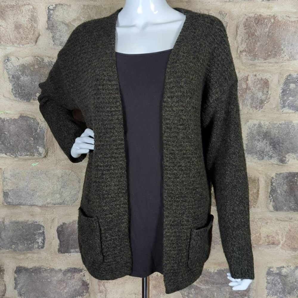 MARLED‎ Reunited green black open front cardigan sweater size small Pockets Long